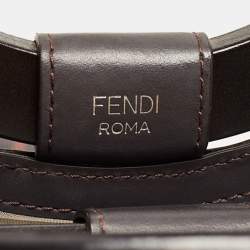 Pre Owned Fendi Tobacco Zucca Mesh Nylon and Leather Small Runaway Shopper Top Handle Bag