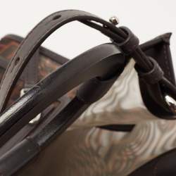 Pre Owned Fendi Tobacco Zucca Mesh Nylon and Leather Small Runaway Shopper Top Handle Bag