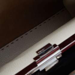 Pre Owned Fendi Red Selleria Leather Medium Peekaboo Top Handle Bag