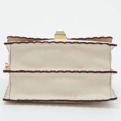 Pre Owned Fendi Beige Leather Small Scalloped Kan I Shoulder Bag