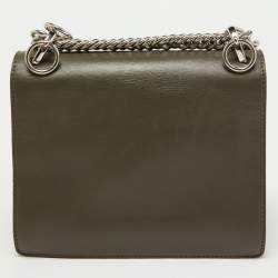 Pre Owned Fendi Grey Leather Small Kan I Chain Shoulder Bag
