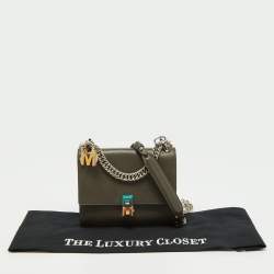 Pre Owned Fendi Grey Leather Small Kan I Chain Shoulder Bag