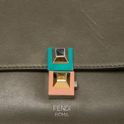 Pre Owned Fendi Grey Leather Small Kan I Chain Shoulder Bag