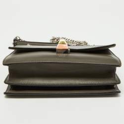 Pre Owned Fendi Grey Leather Small Kan I Chain Shoulder Bag