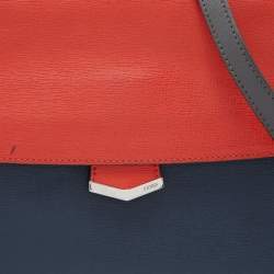 Pre Owned Fendi Tricolor Textured Leather Small Demi Jour Top Handle Bag