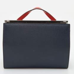 Pre Owned Fendi Tricolor Textured Leather Small Demi Jour Top Handle Bag