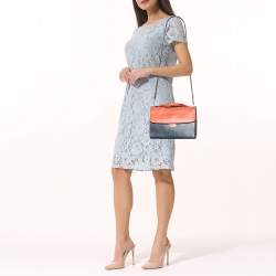 Pre Owned Fendi Tricolor Textured Leather Small Demi Jour Top Handle Bag