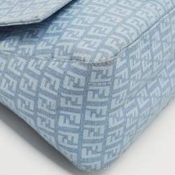 Pre Owned Fendi Blue Zucchino Canvas Big Mama Forever Shoulder Bag