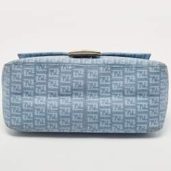 Pre Owned Fendi Blue Zucchino Canvas Big Mama Forever Shoulder Bag