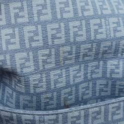 Pre Owned Fendi Blue Zucchino Canvas Big Mama Forever Shoulder Bag