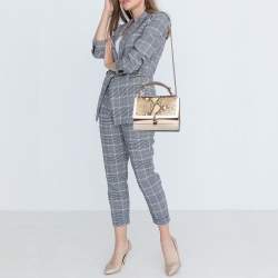 Pre Owned Fendi Multicolor Leather and Python Medium Kan I Top Handle Bag
