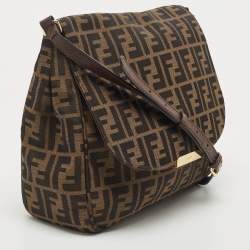 Fendi Tobacco Zucca Canvas Flap Crossbody Bag