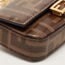 Fendi Tobacco Zucca Coated Canvas Nano Baguette Charm Bag