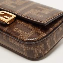 Fendi Tobacco Zucca Coated Canvas Nano Baguette Charm Bag
