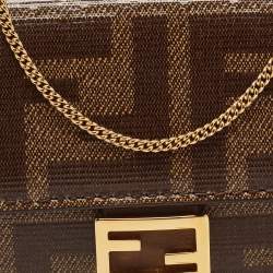 Fendi Tobacco Zucca Coated Canvas Nano Baguette Charm Bag