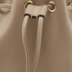 Pre Owned Fendi Grey Leather Mini Mon Tresor Drawstring Bucket Bag