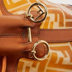 Pre Owned Fendi Orange/Brown Zucca PVC and Leather Mon Tresor Bucket Bag