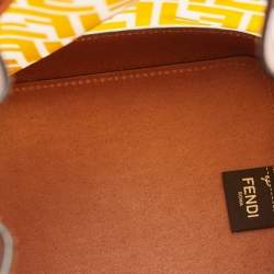 Pre Owned Fendi Orange/Brown Zucca PVC and Leather Mon Tresor Bucket Bag