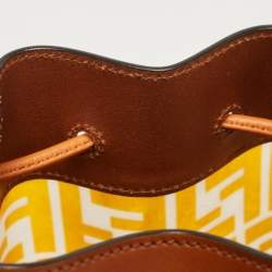 Pre Owned Fendi Orange/Brown Zucca PVC and Leather Mon Tresor Bucket Bag