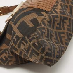 مملوكة مسبقًا Fendi Tobacco Zucca Canvas and Leather Maxi Baguette Flap Shoulder Bag