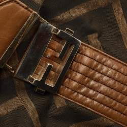 مملوكة مسبقًا Fendi Tobacco Zucca Canvas and Leather Maxi Baguette Flap Shoulder Bag