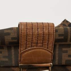 مملوكة مسبقًا Fendi Tobacco Zucca Canvas and Leather Maxi Baguette Flap Shoulder Bag