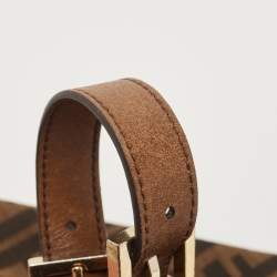 مملوكة مسبقًا Fendi Tobacco Zucca Canvas and Leather Maxi Baguette Flap Shoulder Bag