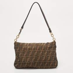 Pre Owned Fendi Tobacco Zucca Canvas and Patent Leather Mia Flap Bag