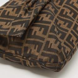 Pre Owned Fendi Tobacco Zucca Canvas and Patent Leather Mia Flap Bag