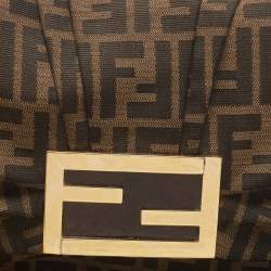 Pre Owned Fendi Tobacco Zucca Canvas and Patent Leather Mia Flap Bag