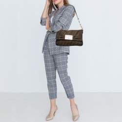 Pre Owned Fendi Tobacco Zucca Canvas and Patent Leather Mia Flap Bag
