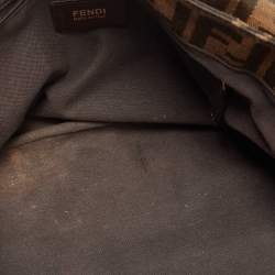 Pre Owned Fendi Tobacco Zucca Canvas and Patent Leather Mia Flap Bag