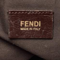 Pre Owned Fendi Tobacco Zucca Canvas and Patent Leather Mia Flap Bag