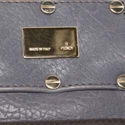 Pre Owned Fendi Light Blue Textured Leather Large Mia Hobo