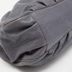 Pre Owned Fendi Light Blue Textured Leather Large Mia Hobo