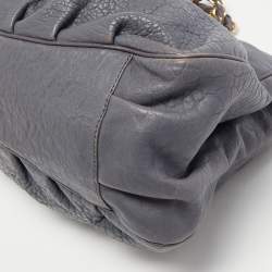 Pre Owned Fendi Light Blue Textured Leather Large Mia Hobo