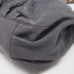 Pre Owned Fendi Light Blue Textured Leather Large Mia Hobo