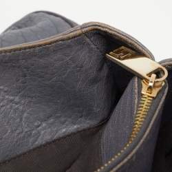 Pre Owned Fendi Light Blue Textured Leather Large Mia Hobo