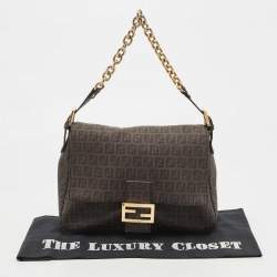 Pre Owned Fendi Tobacco Zuchinno Coated Canvas Mama Flap Shoulder Bag