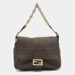 Pre Owned Fendi Tobacco Zuchinno Coated Canvas Mama Flap Shoulder Bag