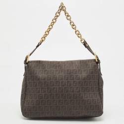 Pre Owned Fendi Tobacco Zuchinno Coated Canvas Mama Flap Shoulder Bag
