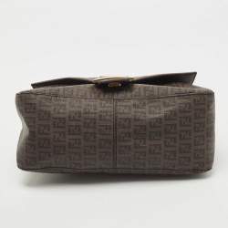 Pre Owned Fendi Tobacco Zuchinno Coated Canvas Mama Flap Shoulder Bag
