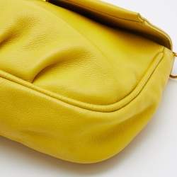 Pre Owned Fendi Yellow Leather Fendista Pochette Crossbody Bag