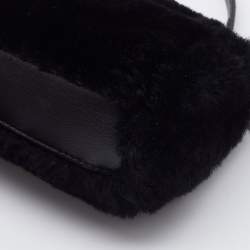Pre Owned Fendi Black Shearling and Leather Micro Peekaboo Bag