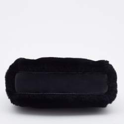 Pre Owned Fendi Black Shearling and Leather Micro Peekaboo Bag