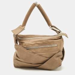 Pre Owned Fendi Beige Suede Hobo