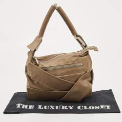 Pre Owned Fendi Beige Suede Hobo