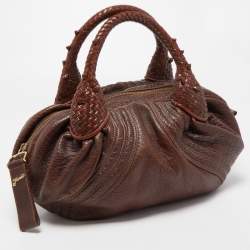 Pre Owned Fendi Brown Leather Baby Spy Bag