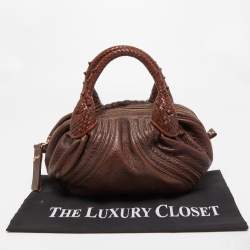 Pre Owned Fendi Brown Leather Baby Spy Bag