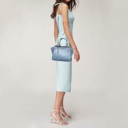 Pre Owned Fendi Deep Sky Blue Leather Multicolor Trims Mini 3Jours Tote